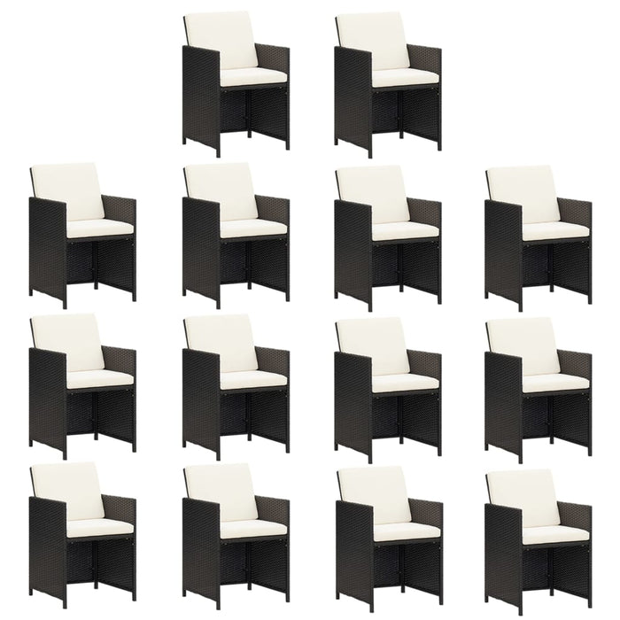 Set mobilier de exterior cu perne, 15 piese, negru, poliratan - WALTI WALTI