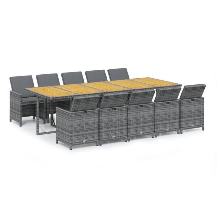 Set mobilier de grădină cu perne, 11 piese, gri, poliratan - WALTI WALTI