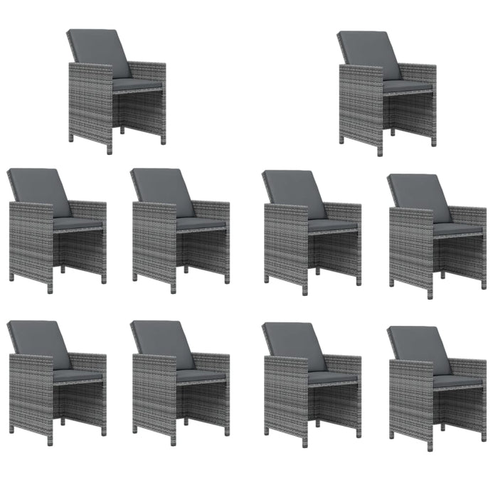 Set mobilier de grădină cu perne, 11 piese, gri, poliratan - WALTI WALTI