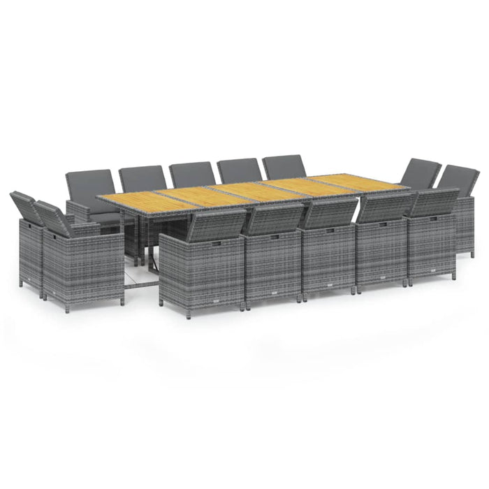 Set mobilier de grădină cu perne, 15 piese, gri, poliratan - WALTI WALTI