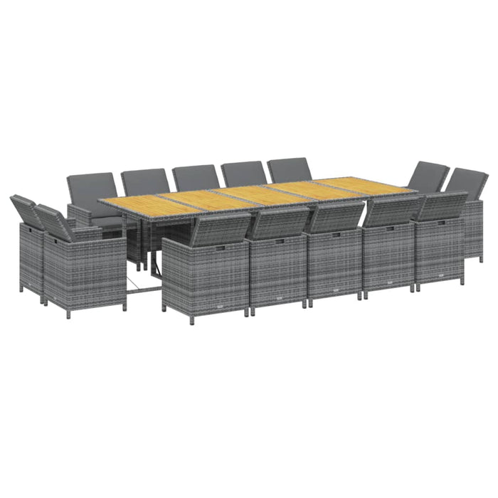 Set mobilier de grădină cu perne, 15 piese, gri, poliratan - WALTI WALTI