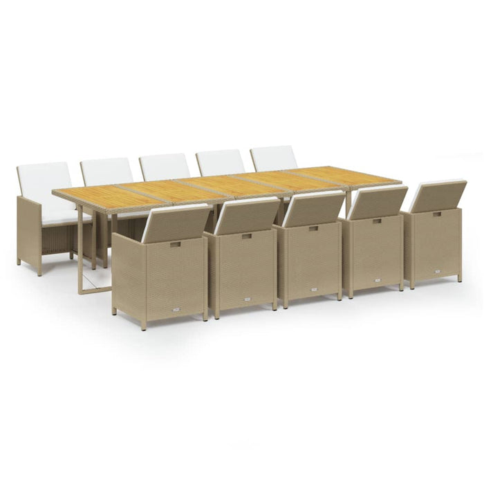 Set mobilier de grădină cu perne, 11 piese, bej, poliratan - WALTI WALTI