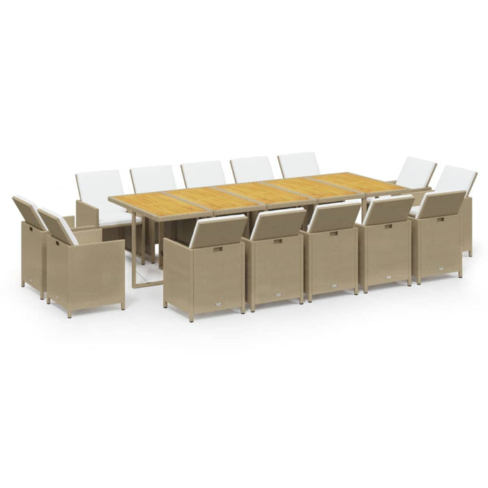 Set mobilier de exterior cu perne, 15 piese, bej, poliratan - WALTI WALTI