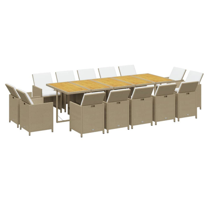 Set mobilier de exterior cu perne, 15 piese, bej, poliratan - WALTI WALTI