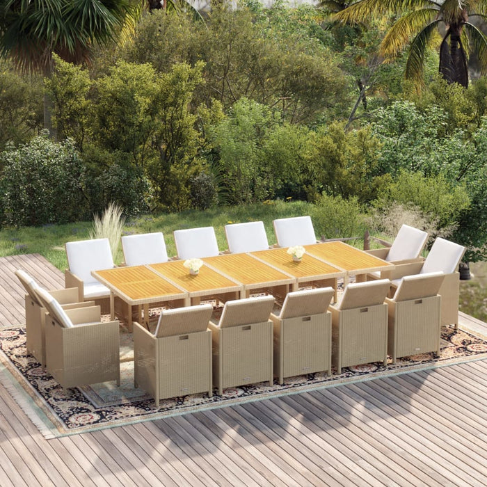 Set mobilier de exterior cu perne, 15 piese, bej, poliratan - WALTI WALTI
