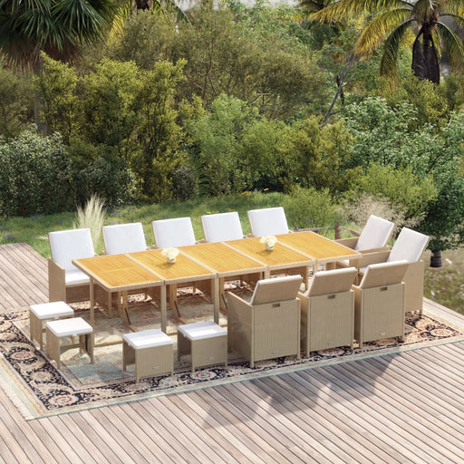 Set mobilier de exterior cu perne, 15 piese, bej, poliratan - WALTI WALTI