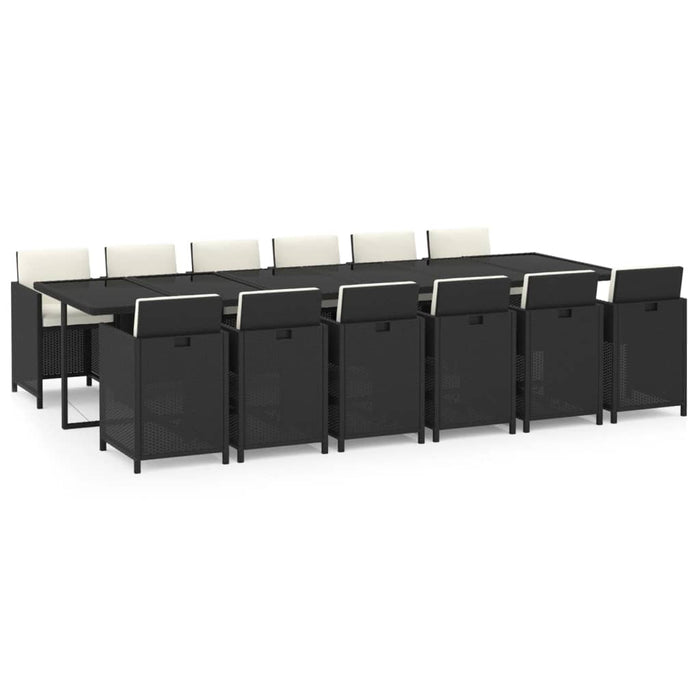 Set mobilier de exterior cu perne, 13 piese, negru, poliratan - WALTI WALTI