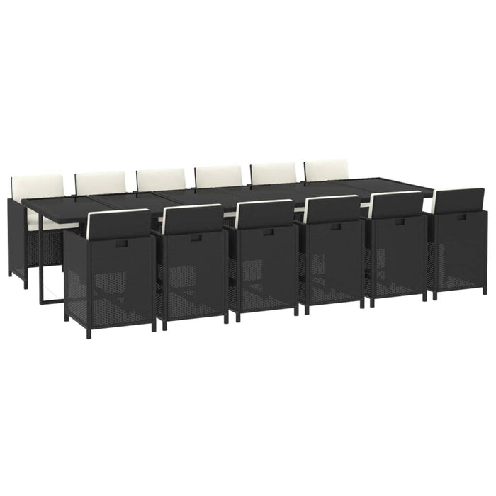 Set mobilier de exterior cu perne, 13 piese, negru, poliratan - WALTI WALTI
