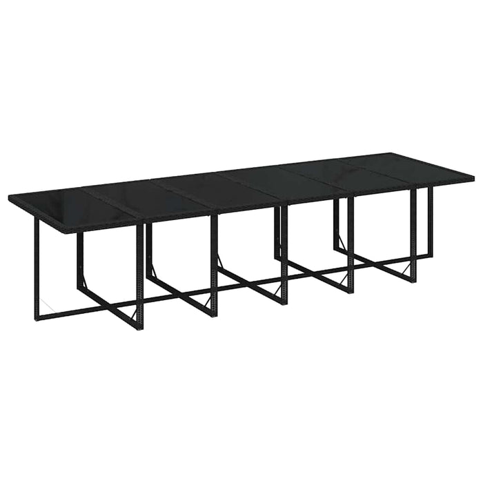 Set mobilier de exterior cu perne, 13 piese, negru, poliratan WALTI