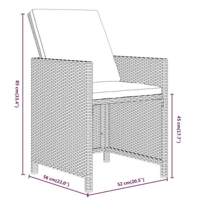 Set mobilier de exterior cu perne, 13 piese, negru, poliratan WALTI