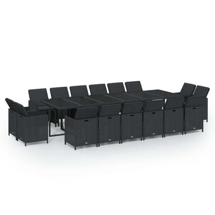 Set mobilier de exterior cu perne, 17 piese, negru, poliratan - WALTI WALTI