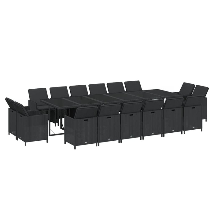 Set mobilier de exterior cu perne, 17 piese, negru, poliratan - WALTI WALTI