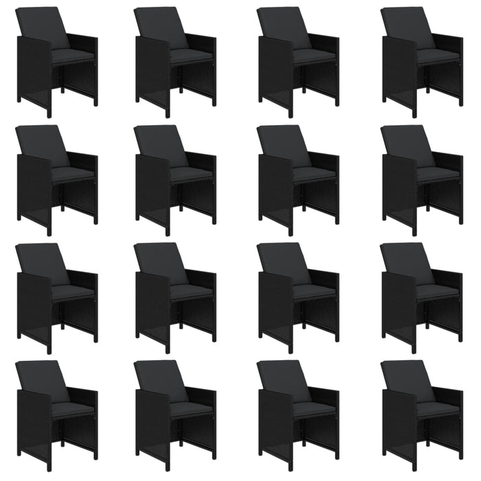 Set mobilier de exterior cu perne, 17 piese, negru, poliratan - WALTI WALTI