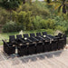 Set mobilier de exterior cu perne, 17 piese, negru, poliratan - WALTI WALTI