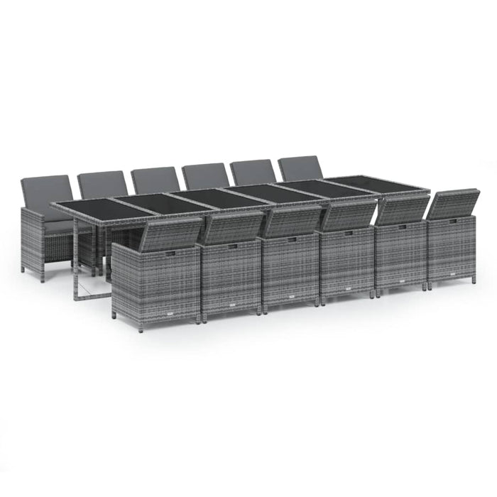 Set mobilier de grădină cu perne, 13 piese, gri, poliratan - WALTI WALTI