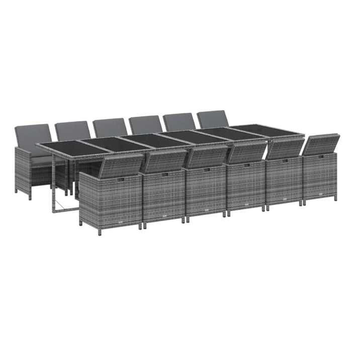 Set mobilier de grădină cu perne, 13 piese, gri, poliratan - WALTI WALTI