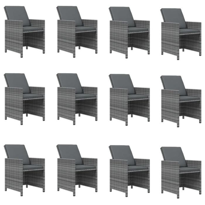 Set mobilier de grădină cu perne, 13 piese, gri, poliratan - WALTI WALTI