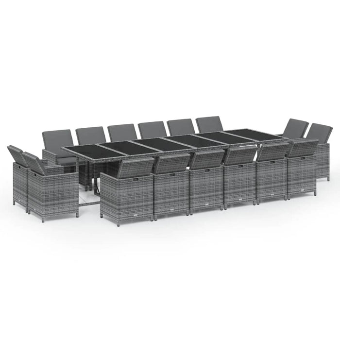 Set mobilier de grădină cu perne, 17 piese, gri, poliratan - WALTI WALTI