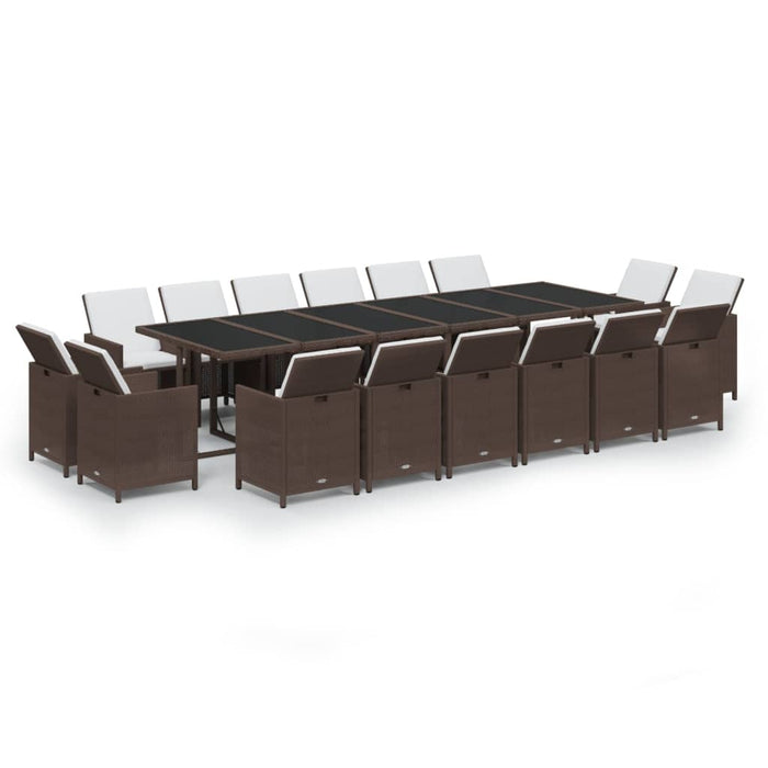 Set mobilier de grădină cu perne, 17 piese, negru, poliratan - WALTI WALTI