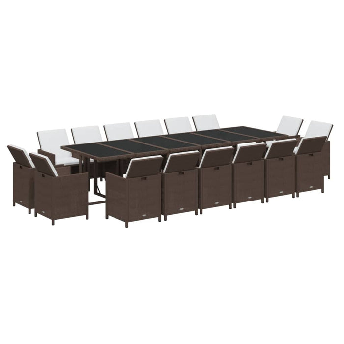 Set mobilier de grădină cu perne, 17 piese, negru, poliratan - WALTI WALTI