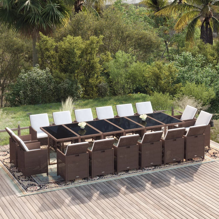 Set mobilier de grădină cu perne, 17 piese, negru, poliratan - WALTI WALTI