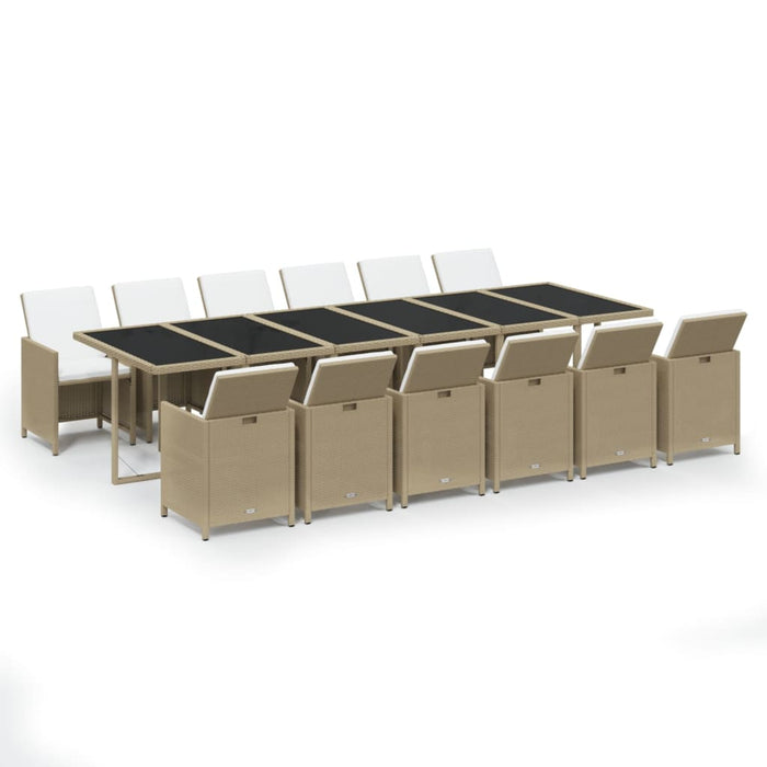 Set mobilier de grădină cu perne, 13 piese, bej, poliratan - WALTI WALTI