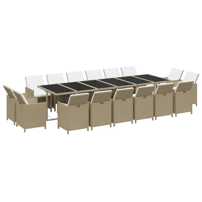 Set mobilier de exterior cu perne, 17 piese, bej, poliratan - WALTI WALTI