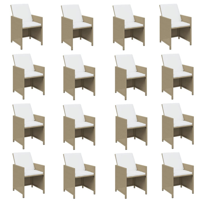 Set mobilier de exterior cu perne, 17 piese, bej, poliratan - WALTI WALTI
