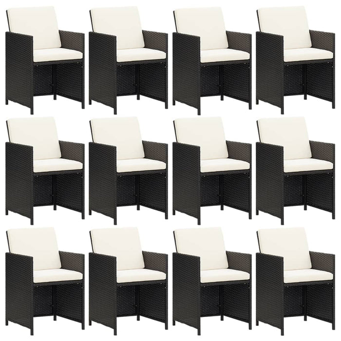 Set mobilier de exterior cu perne, 13 piese, negru, poliratan - WALTI WALTI