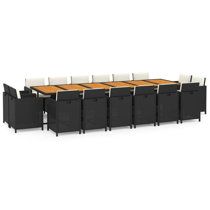 Set mobilier de exterior cu perne, 17 piese, negru, poliratan - WALTI WALTI