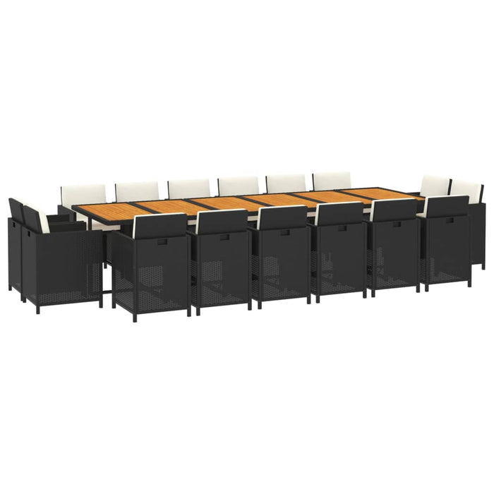 Set mobilier de exterior cu perne, 17 piese, negru, poliratan - WALTI WALTI