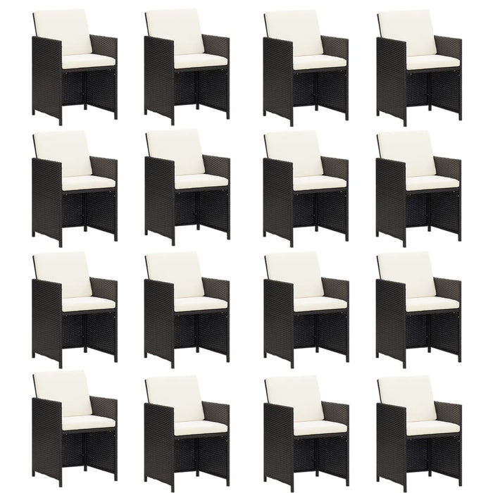 Set mobilier de exterior cu perne, 17 piese, negru, poliratan - WALTI WALTI