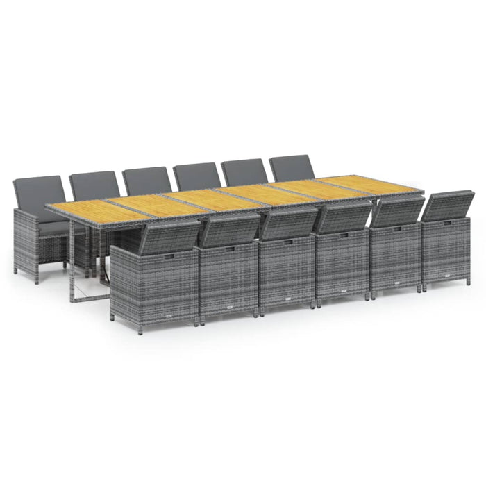 Set mobilier de grădină cu perne, 13 piese, gri, poliratan - WALTI WALTI