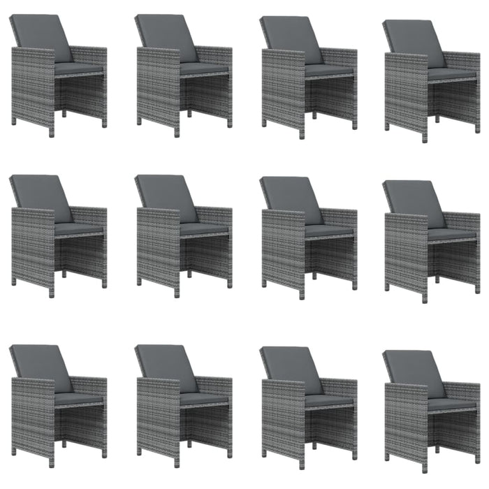 Set mobilier de grădină cu perne, 13 piese, gri, poliratan - WALTI WALTI