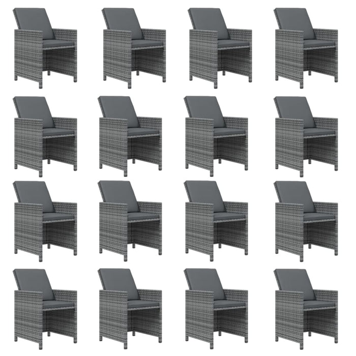 Set mobilier de grădină cu perne, 17 piese, gri, poliratan - WALTI WALTI