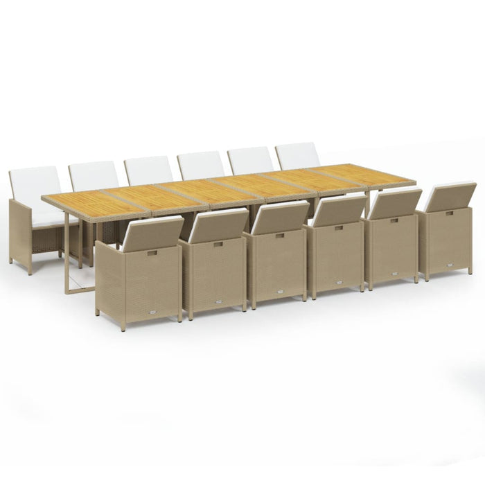 Set mobilier de grădină cu perne, 13 piese, bej, poliratan WALTI
