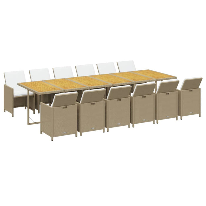 Set mobilier de grădină cu perne, 13 piese, bej, poliratan WALTI