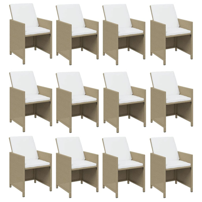 Set mobilier de grădină cu perne, 13 piese, bej, poliratan WALTI