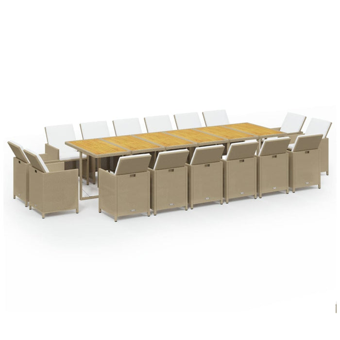 Set mobilier de exterior cu perne, 17 piese, bej, poliratan - WALTI WALTI