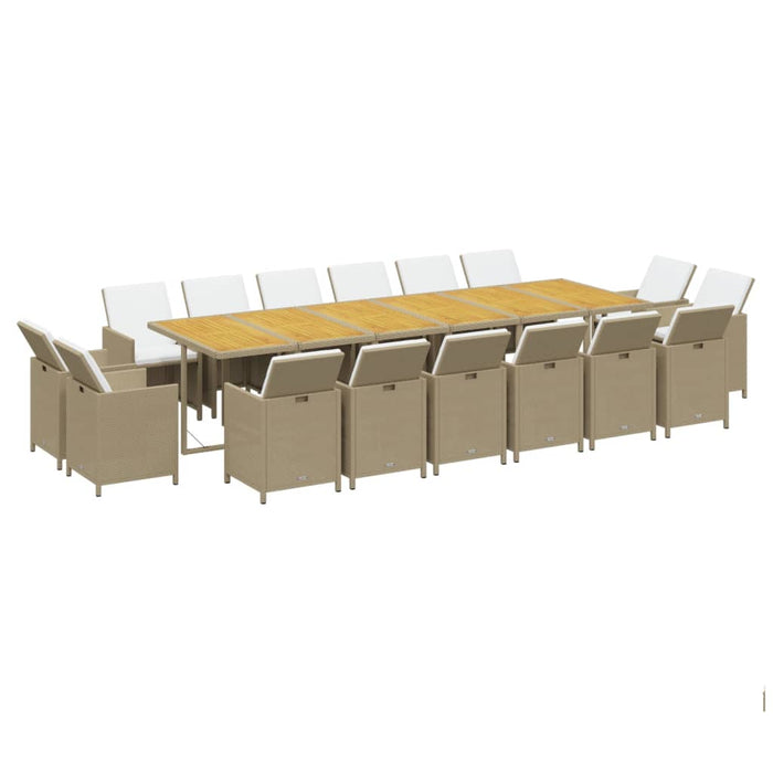 Set mobilier de exterior cu perne, 17 piese, bej, poliratan - WALTI WALTI