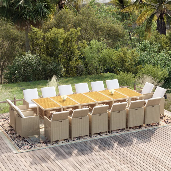 Set mobilier de exterior cu perne, 17 piese, bej, poliratan - WALTI WALTI