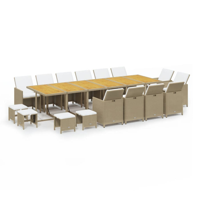 Set mobilier de exterior cu perne, 17 piese, bej, poliratan - WALTI WALTI
