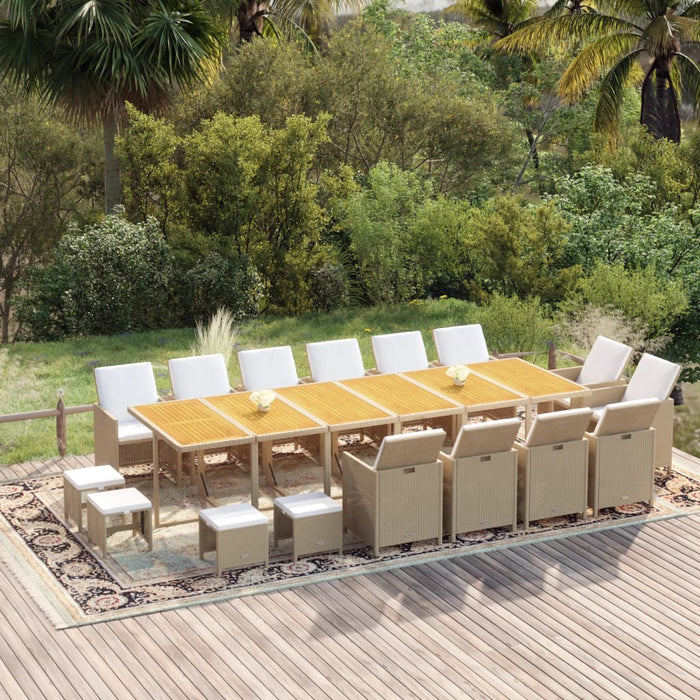 Set mobilier de exterior cu perne, 17 piese, bej, poliratan - WALTI WALTI