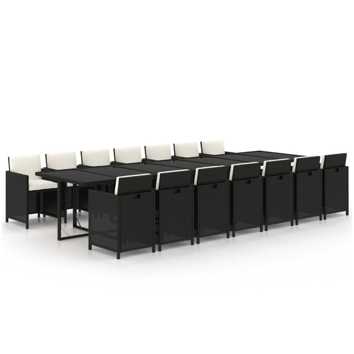Set mobilier de exterior cu perne, 15 piese, negru, poliratan - WALTI WALTI