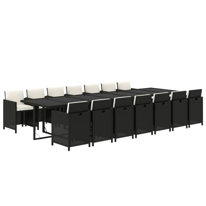 Set mobilier de exterior cu perne, 15 piese, negru, poliratan - WALTI WALTI