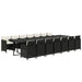 Set mobilier de exterior cu perne, 15 piese, negru, poliratan - WALTI WALTI