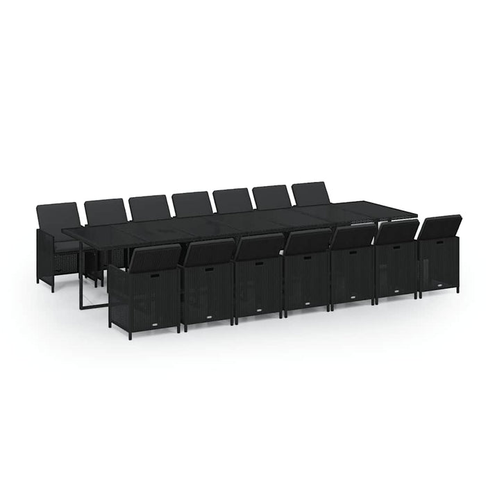 Set mobilier de exterior cu perne, 15 piese, negru, poliratan - WALTI WALTI