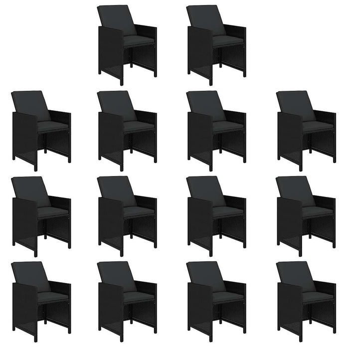 Set mobilier de exterior cu perne, 15 piese, negru, poliratan - WALTI WALTI