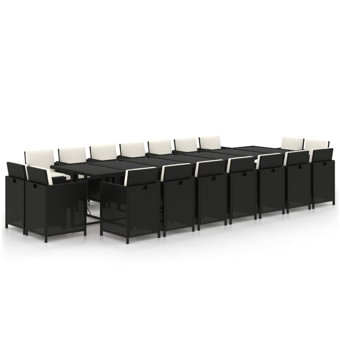 Set mobilier de grădină cu perne, 19 piese, negru, poliratan - WALTI WALTI