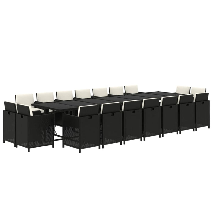 Set mobilier de grădină cu perne, 19 piese, negru, poliratan - WALTI WALTI